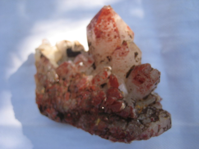 Red Orange River Quartz Cluster  helps accept your lifes path 2741